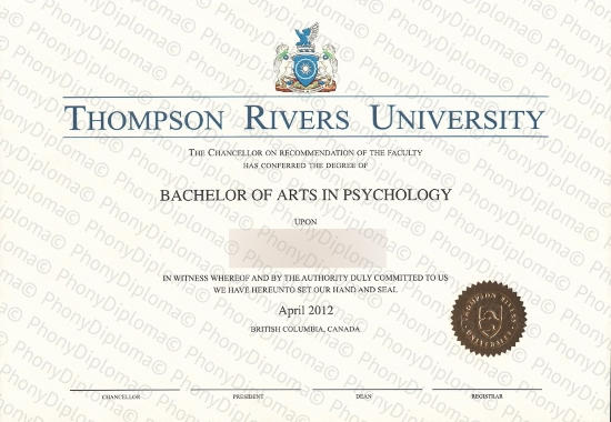 Canada Thompson Rivers Free Sample From Phonydiploma